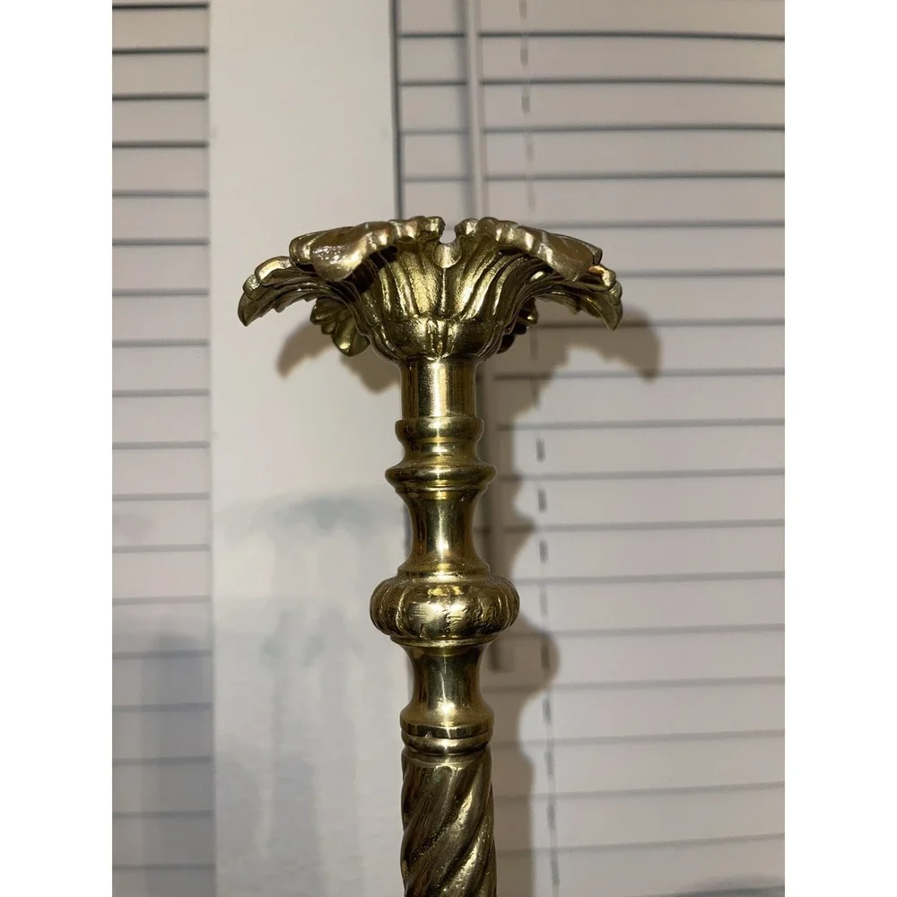 Vintage Pair Of 2 Ornate Tall Brass‎ Candle Holders 20